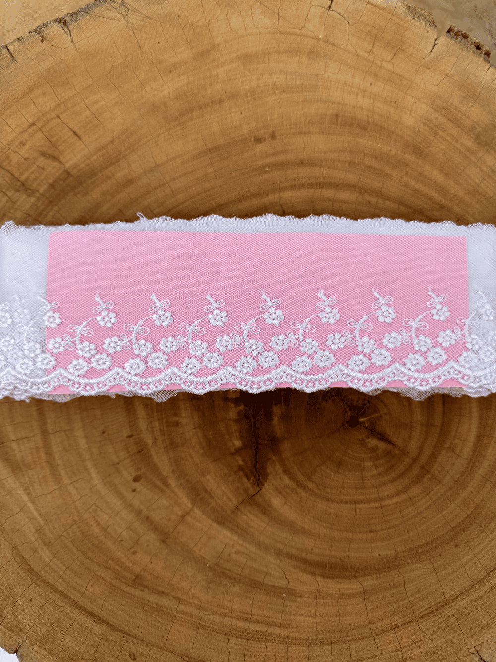 Renda Tule 100% poliéster branca - Largura: 8,0 centímetros