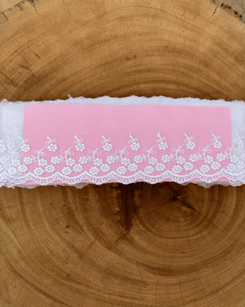 Renda Tule 100% poliéster branca - Largura: 8,0 centímetros