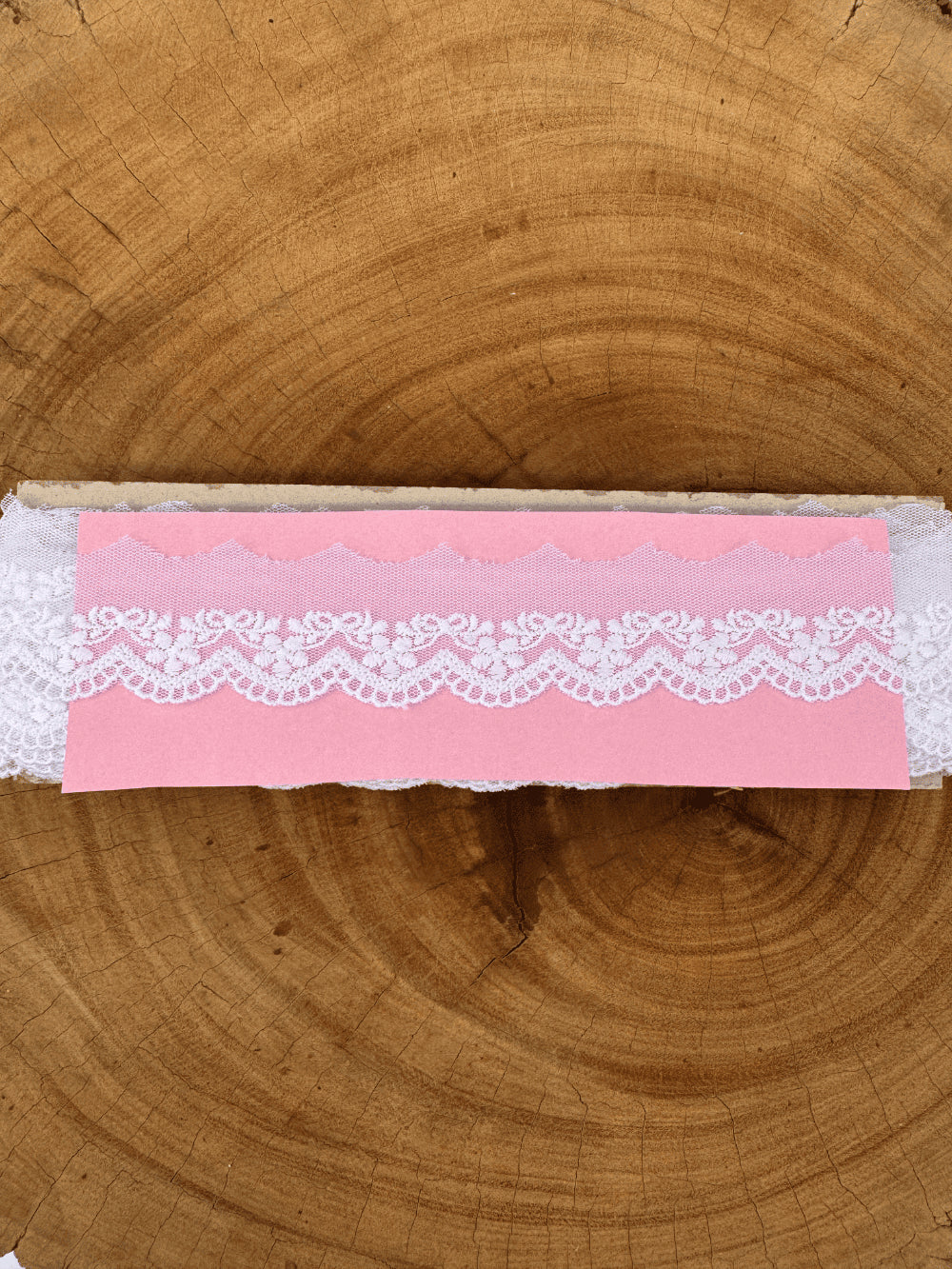 Renda Tule 100% poliéster branca - Largura: 3,5 centímetros