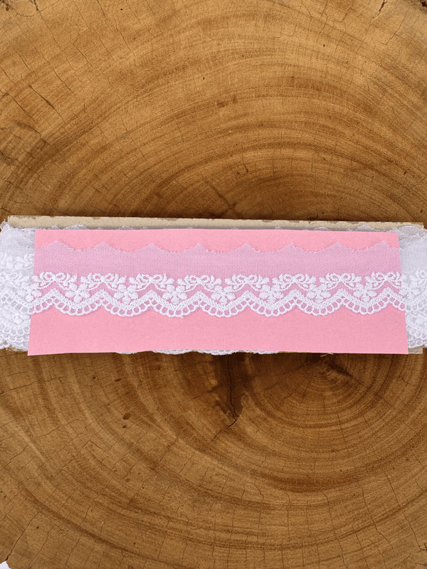 Renda Tule 100% poliéster branca - Largura: 3,5 centímetros