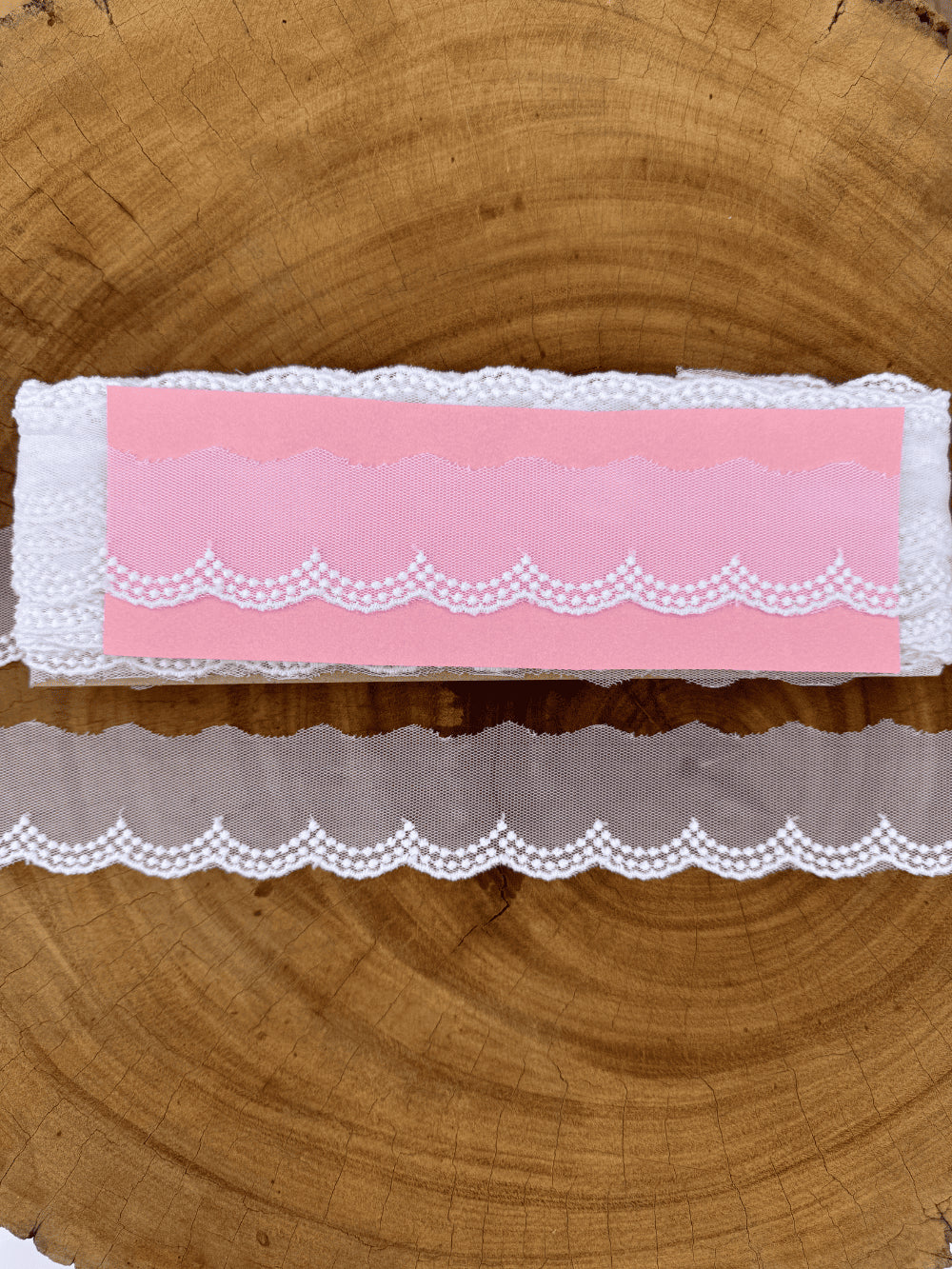 Renda Tule 100% poliéster branca - Largura: 4 centímetros