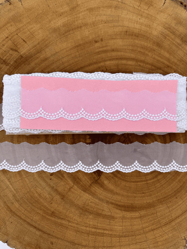 Renda Tule 100% poliéster branca - Largura: 4 centímetros