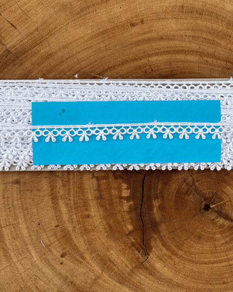 Renda guipir 100% poliéster branca - Largura: 1,4 centímetros