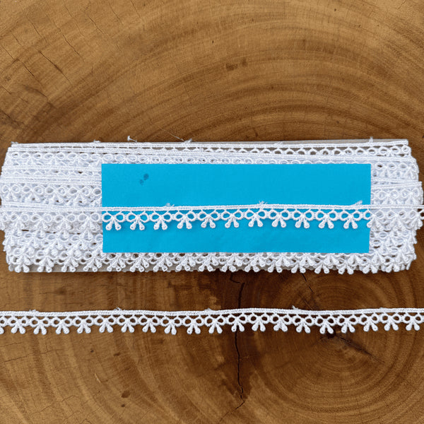 Renda guipir 100% poliéster branca - Largura: 1,4 centímetros