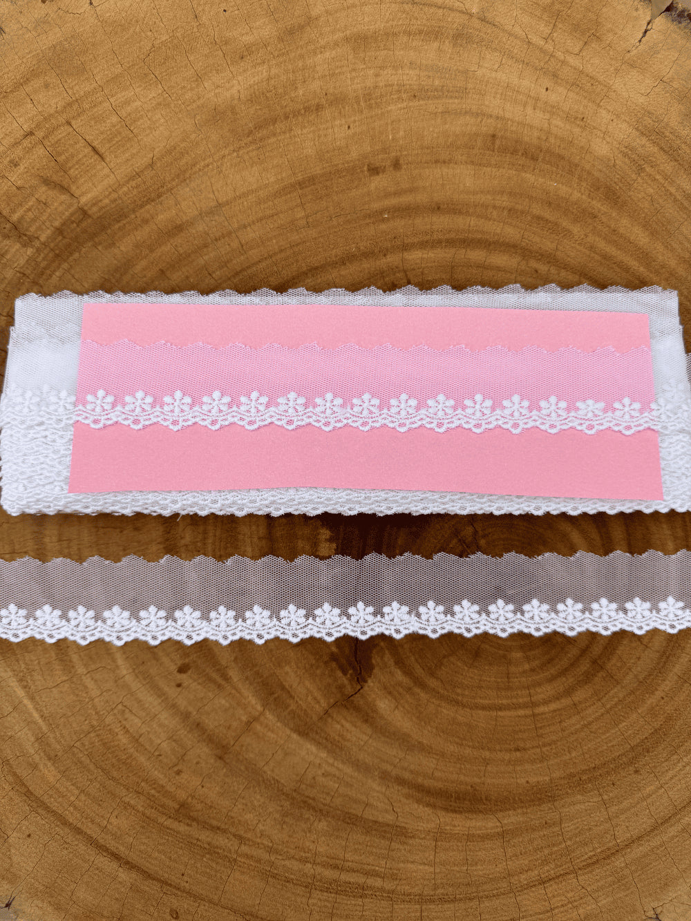 Renda Tule 100% poliéster branca - Largura: 3 centímetros